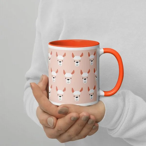 PepMelon PepMelon Lama Tasse mit Farbe innen, Be Llamazing, lustige Lama Weihnachtstasse, Orange, – Produktbild 4 von 4