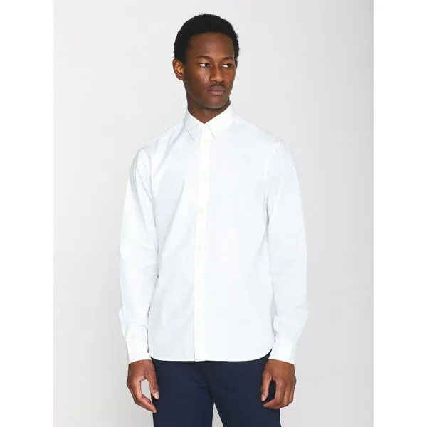 KnowledgeCotton Apparel KnowledgeCotton Apparel Regular Hemd ALF Crispy aus Bio-Baumwolle - ROC/GOTS/Vegan, Weiss (bright) white, – Produktbild 1 von 4