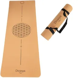 Divasya Divasya Leichte Kork Yogamatte | rutschfest & nachhaltig | in 4 Yoga-Designs | mit Tragegurt – Produktbild 1 von 1