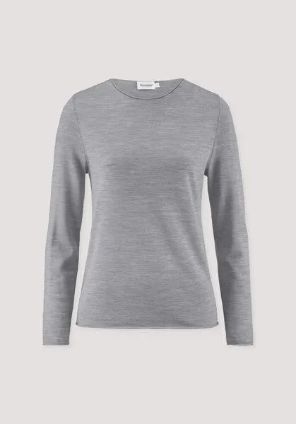 hessnatur hessnatur Strick Pullover Regular aus reiner Bio-Merinowolle, Hellgrau, – Produktbild 4 von 4