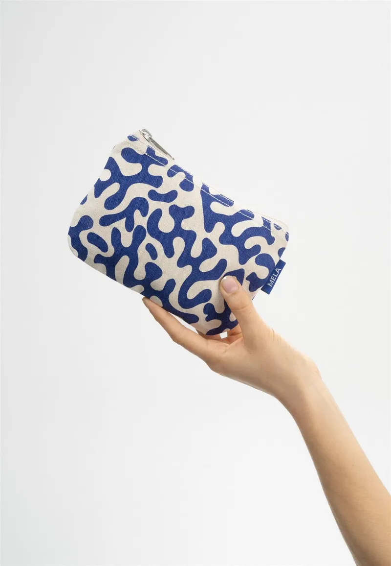 MELA Kosmetiktasche Klein GOTS, Blue coral, – Produktbild 1 von 2