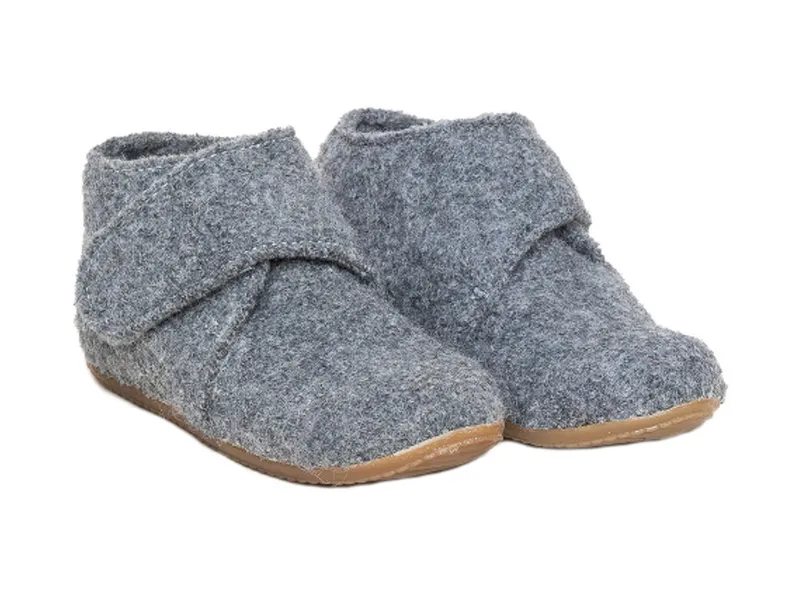 Gottstein Gottstein Kinder Hausschuhe Hüttenschuhe Wollwalk "Juno", Grau, – Produktbild 1 von 2