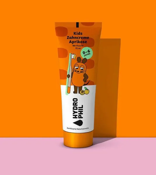 Hydrophil Hydrophil Kinder-Zahncreme mit der Maus - 75ml - Aprikose – Produktbild 2 von 3
