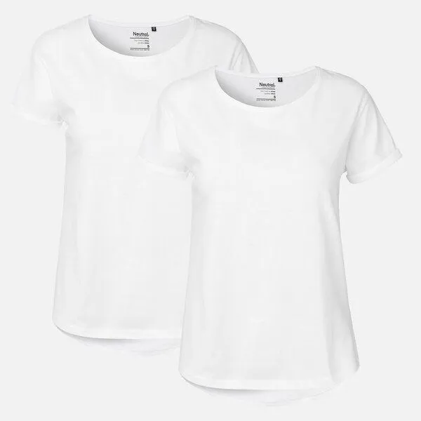 Neutral Doppelpack Neutral® Ladies Roll Up Sleeve T-Shirt, Weiss, – Produktbild 1 von 4