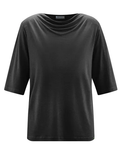 HempAge HempAge Wasserfallshirt 100% Lyocell (auf Hanf-Basis), Black (schwarz), – Produktbild 3 von 4