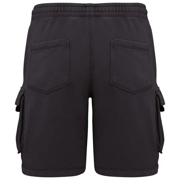 Greenspired Greenspired Umweltfreundliche ausgewaschene French Terry Cargo-Shorts 300g/m² XS-3XL, Verwaschenes schwarz, – Produktbild 2 von 3