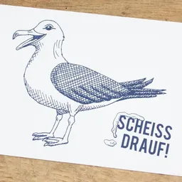 Bow & Hummingbird Bow & Hummingbird Maritime Postkarte "Scheiß drauf - Möwe" aus Recyclingpapier – Produktbild 1 von 1