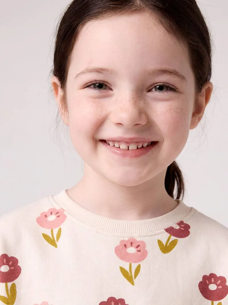 Vertbaudet Bedrucktes Sweatshirt Mädchen, Wollweiß, – Produktbild 2 von 4