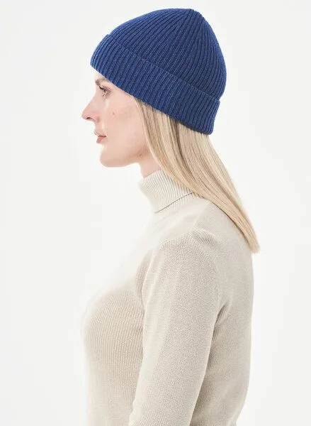 ORGANICATION ORGANICATION Strick-Beanie aus Bio-Merinowolle und Bio-Baumwolle, Petrol blue, – Produktbild 2 von 4