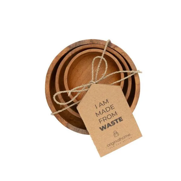 Originalhome Originalhome Knabberschale aus recyceltem Teakwurzelholz, S/3, Natur, – Produktbild 1 von 2
