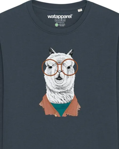 watapparel watapparel Sweatshirt Unisex Lama, India ink grey, – Produktbild 3 von 3