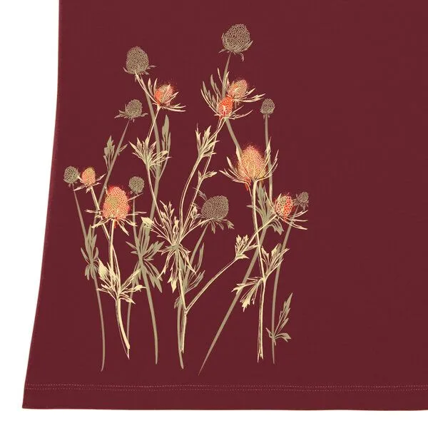 Spangeltangel Spangeltangel Damenshirt mit Distel-Motiv aus Bio-Baumwolle, Natur-Motiv, Rot, – Produktbild 3 von 3
