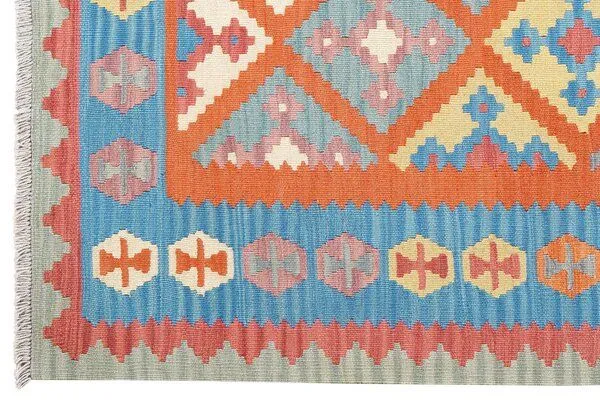 Rugtales Kelim Gashgai Orange „Rugtales“ aus Schurwolle, 129x179 cm, Orange, – Produktbild 4 von 4