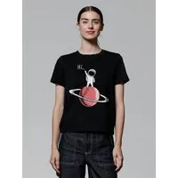 watapparel watapparel T-Shirt Frauen Astronaut says Hi, Black, – Produktbild 1 von 1