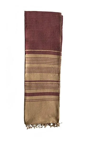 Karawan authentic Karawan authentic Fouta Hamamtuch aus reiner Bio-Baumwolle 200 × 100 cm (Stil SAND), Plum (lila), – Produktbild 5 von 8
