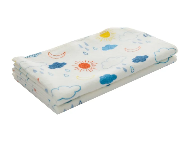 HANS NATUR Moltontücher Bio-Baumwolle 2er-Set, 80 x 80 cm Sonne und Wolken, Mehrfarbig, – Produktbild 1 von 2