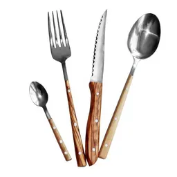 NATUREHOME NATUREHOME Tafelbesteck Edelstahl mit Olivenholzgriff Design Handarbeit – Produktbild 1 von 1