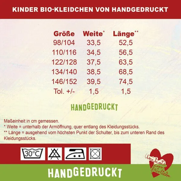 HANDGEDRUCKT HANDGEDRUCKT "Schmetterlinge" Kleid, Apfelgrün, – Produktbild 3 von 3