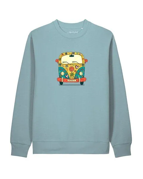 watapparel watapparel Sweatshirt Unisex Hippies Bus, Pebble blue, – Produktbild 1 von 2