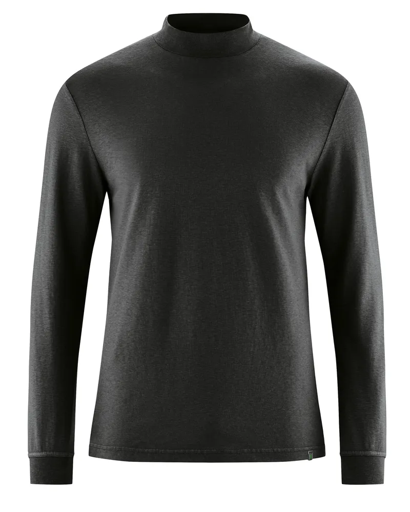 HempAge Hempage Herren vegan Schwarzer Rollkragenpullover Mit Langen Ärmeln, Schwarz, – Produktbild 1 von 2