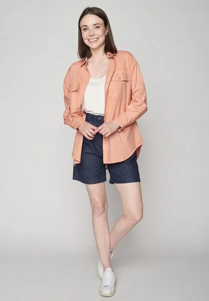 GreenBomb GREENBOMB Basic Over - Lässige Hemdjacke aus Bio-Baumwolle / GOTS / Fair & Vegan, Orange (peach), – Produktbild 4 von 4