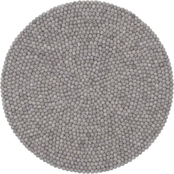 myfelt myfelt Filzkugelteppich rund, 100% Schurwolle, Grau meliert (carl), – Produktbild 1 von 4