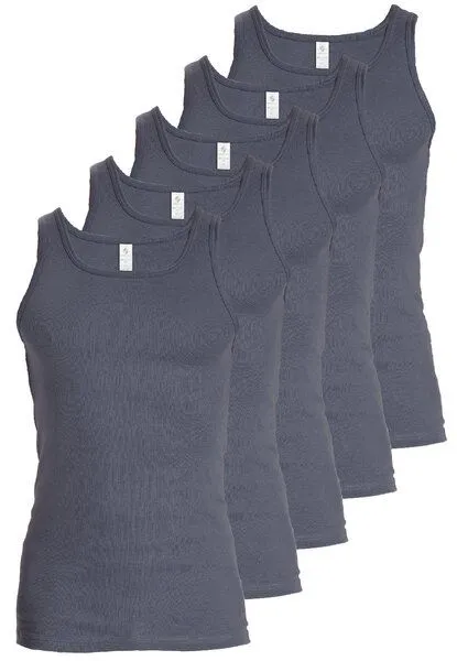 Haasis Bodywear Haasis Bodywear Herren Unterhemd Feinripp 5er Pack, Mittelgrau, – Produktbild 1 von 4