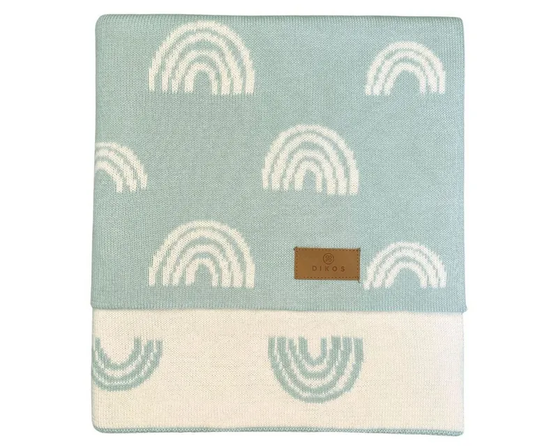 Babydecke DIKOS® aus Bio-Baumwolle - Regenbögen - Baby Decke für Neugeborene, DIKOS, Geschenk zur Geburt - Strickdecke PREMIUM Qualität - atmungsaktiv, Mint, – Produktbild 1 von 5