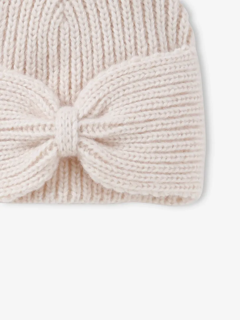 Vertbaudet Mädchen Mütze aus Rippenstrick, Beige meliert, – Produktbild 3 von 4