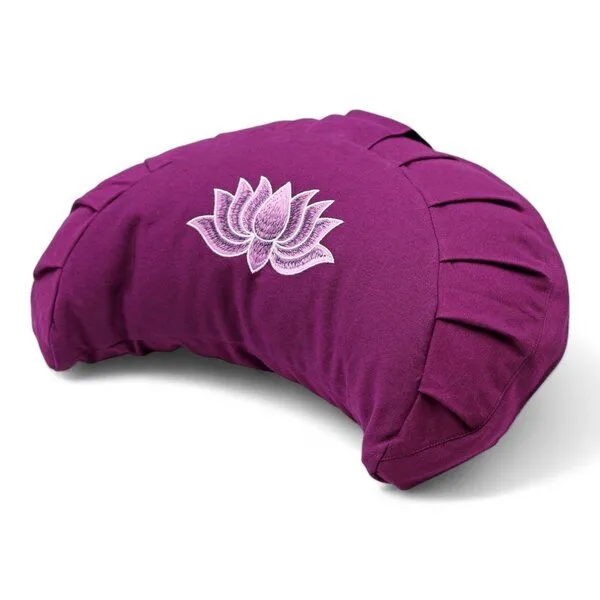 BAGHI BAGHI Meditationskissen Halbmond mit Lotus Bestickung im Farbverlauf Bio-Baumwolle kbA, Lila, – Produktbild 1 von 3