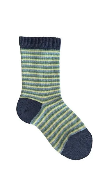 Leela Cotton Leela Cotton Baby/Kinder Socken aus 98% Bio-Baumwolle, Dunkelblau/grün/limette 3328, – Produktbild 1 von 1