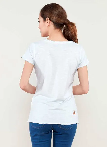 ORGANICATION ORGANICATION Bedrucktes T-Shirt aus Bio-Baumwolle mit Blumen Motive, Ice blue, – Produktbild 3 von 4