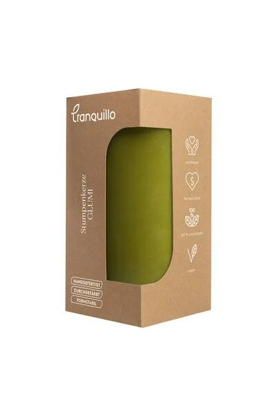 Tranquillo Handgearbeitete Stumpenkerze GLUMI green, Ø 7,5 x 15 cm - grün – Produktbild 3 von 3