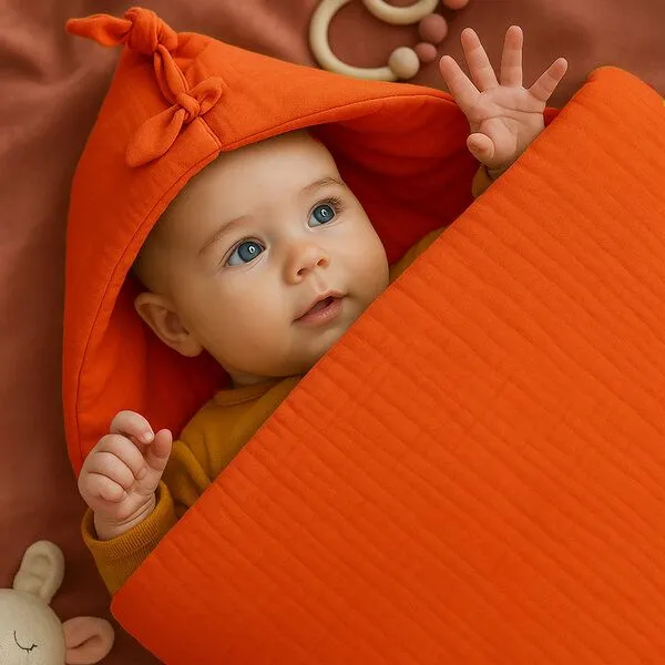 PAPATE PAPATE Babynest aus Bio-Baumwolle, Rot, – Produktbild 3 von 4