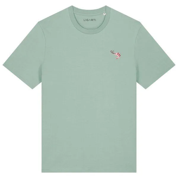 LIGARTI Besticktes T-Shirt – Nele der Shrimp – LIGARTI Tiermanufaktur, Mintgrün, – Produktbild 1 von 2