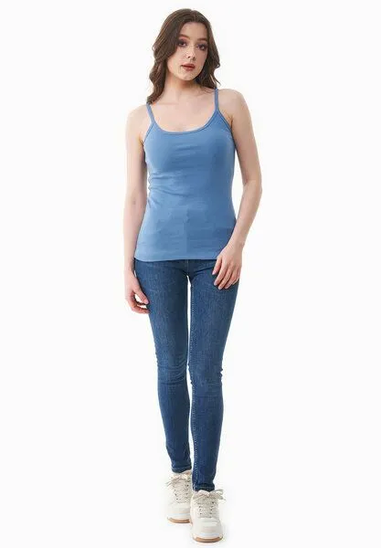 ORGANICATION ORGANICATION Geripptes Basic Top aus Bio-Baumwolle, Coronet blue, – Produktbild 2 von 4