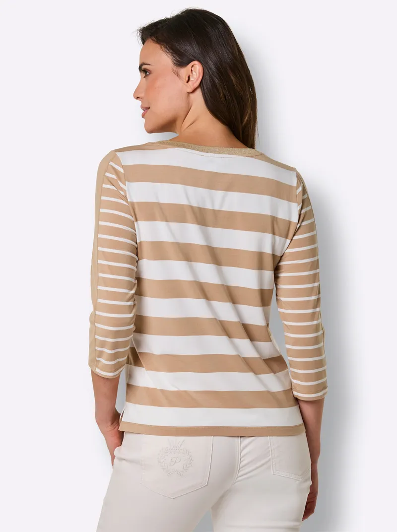 Ringelshirt, Camel-ecru-gestreift, – Produktbild 2 von 2