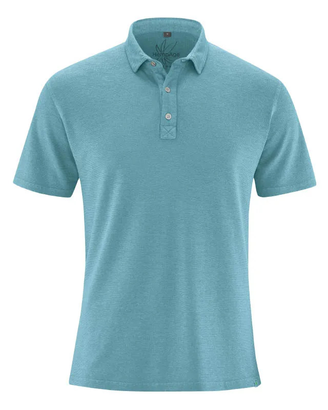 HempAge Hempage Herren vegan Polohemd Sporty Wave In Blau, Blau, – Produktbild 2 von 2