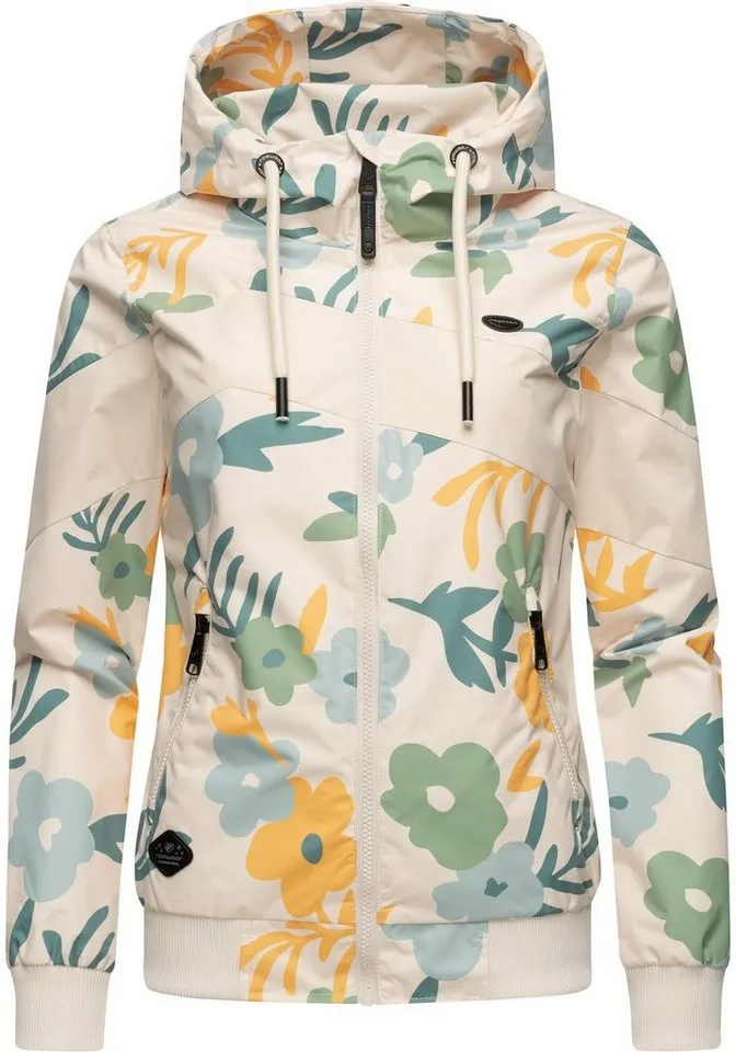 ragwear ragwear Outdoorjacke Nuggie Block Flower modische Damen Freizeitjacke mit floralem Print, Beige|braun, – Produktbild 2 von 5