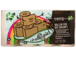 Memo memo + skate-aid Recycling-Toilettenpapier "Rollen für die Zukunft" 3-lagig, 8 x 150 Blatt – Produktbild 1 von 1