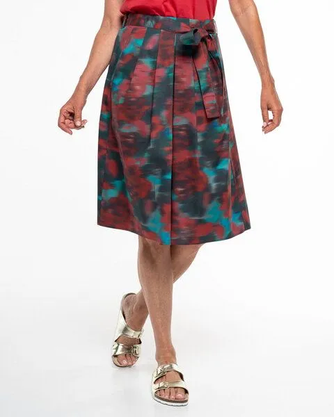 Alma & Lovis Alma & Lovis Floraler Print-Midirock aus Organic Cotton | Popeline Print Skirt, Everglade (rot-blau), – Produktbild 1 von 4