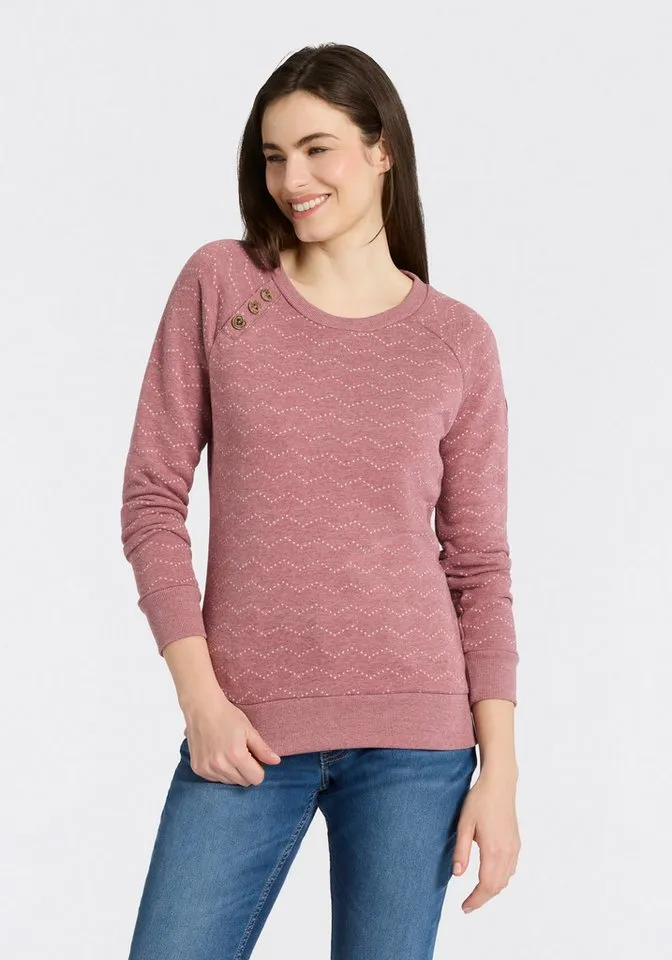 ragwear ragwear Sweatshirt DARIA ZIG ZAG O mit Zierknöpfen am Ausschnitt, Rot, – Produktbild 1 von 5
