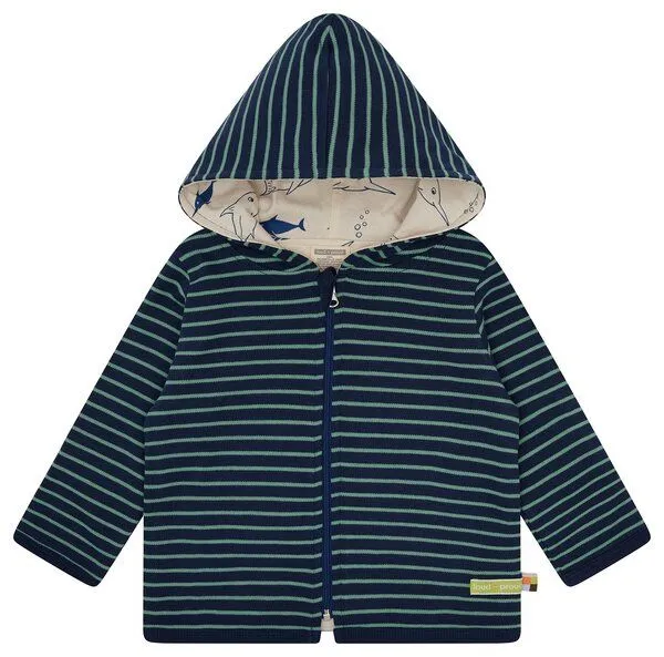 loud + proud loud + proud Babys & Kinder Wendejacke mit Kapuze, GOTS-zertifiziert, Ultramarine(blau), – Produktbild 2 von 6