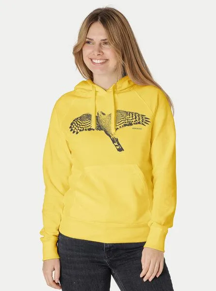Peaces.bio - handbedruckte Biomode Peaces.bio - handbedruckte Biomode Bio-Hoodie Sperber Damen, Gelb, – Produktbild 2 von 3