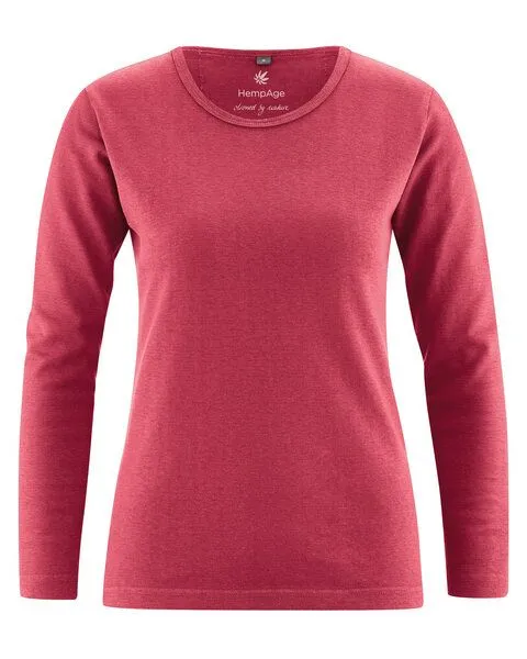 HempAge HempAge Langarmshirt Basic Hanf/Biobaumwolle, Barolo rot, – Produktbild 3 von 4