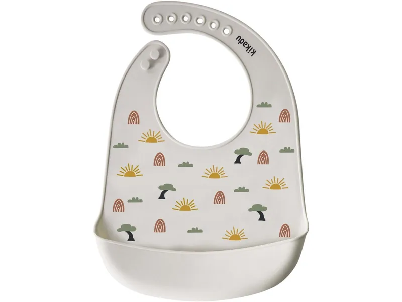 Kikadu Kikadu Silikon Lätzchen mit Auffangschale Giraffe Maße 30,5 x 23 cm, Natur, – Produktbild 1 von 2