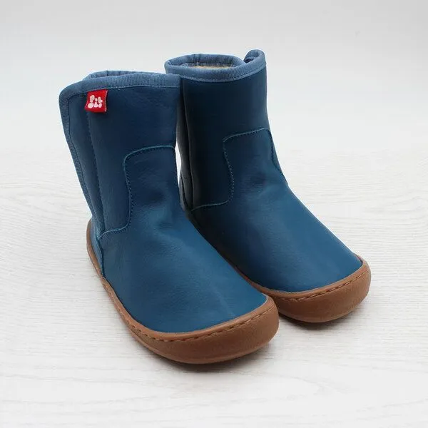 Pololo Pololo Barfuß Kinderstiefel aus Biowolle und chromfrei gegerbtem Leder, Blau, – Produktbild 2 von 4
