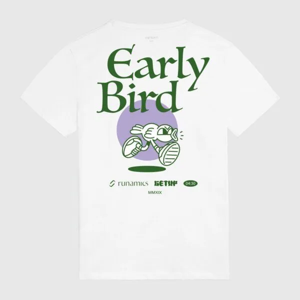 runamics runamics Early Bird T-Shirt, Biobaumwolle, unisex, weiß – Produktbild 1 von 2