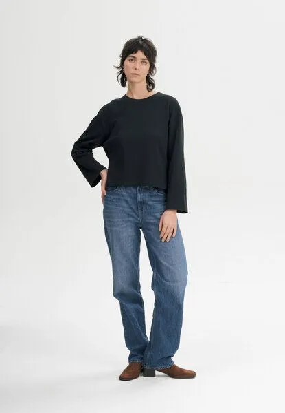 MELA MELA Oversized Langarmshirt schwer Style SANGEETHA aus 100% Bio-Baumwolle, Schwarz, – Produktbild 3 von 4