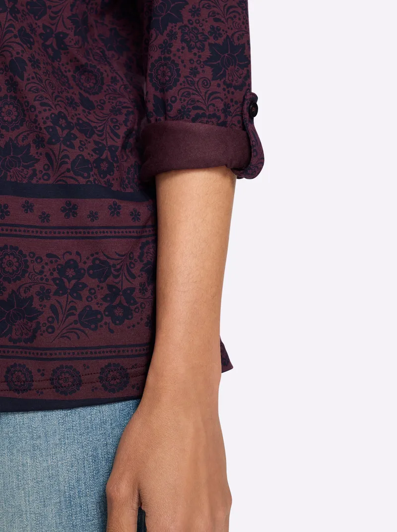 heine Print-Shirt burgund-marine-bedruckt, Burgund-marine-bedruckt, – Produktbild 2 von 2